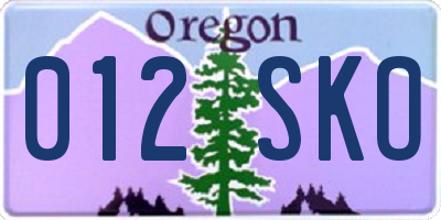 OR license plate 012SKO