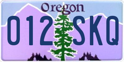 OR license plate 012SKQ