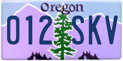 OR license plate 012SKV