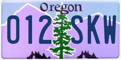 OR license plate 012SKW
