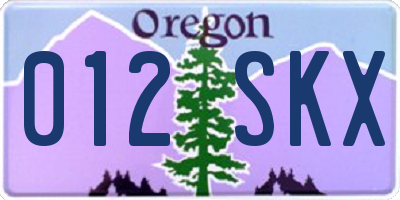 OR license plate 012SKX