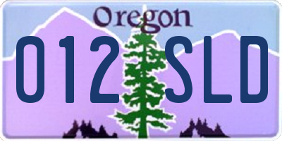 OR license plate 012SLD