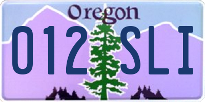 OR license plate 012SLI