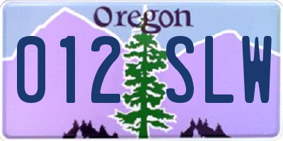 OR license plate 012SLW