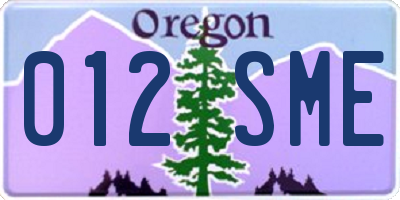 OR license plate 012SME