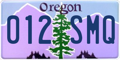OR license plate 012SMQ