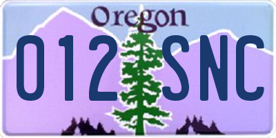 OR license plate 012SNC
