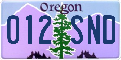OR license plate 012SND