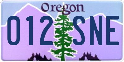 OR license plate 012SNE