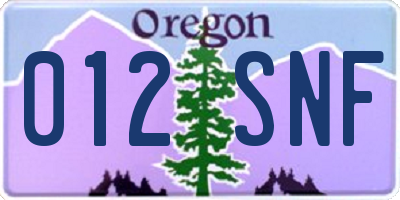 OR license plate 012SNF