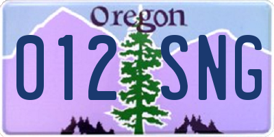 OR license plate 012SNG