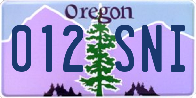 OR license plate 012SNI