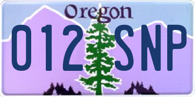 OR license plate 012SNP