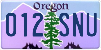 OR license plate 012SNU