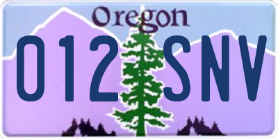 OR license plate 012SNV