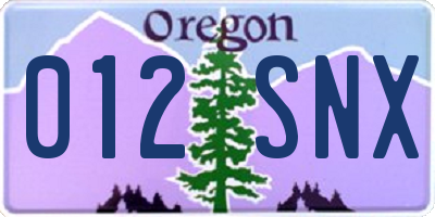 OR license plate 012SNX