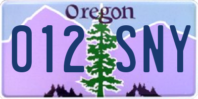 OR license plate 012SNY