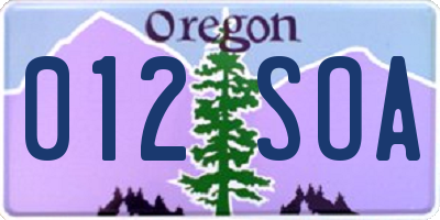 OR license plate 012SOA