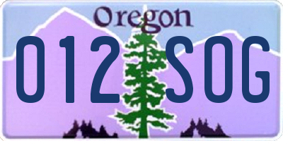 OR license plate 012SOG
