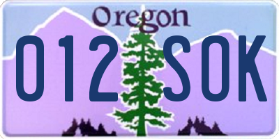 OR license plate 012SOK