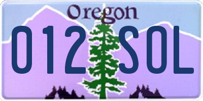 OR license plate 012SOL