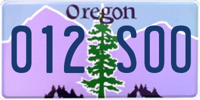 OR license plate 012SOO