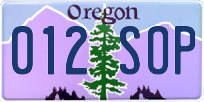 OR license plate 012SOP