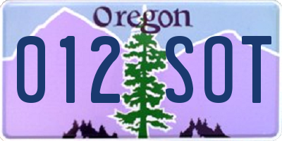 OR license plate 012SOT