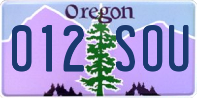 OR license plate 012SOU