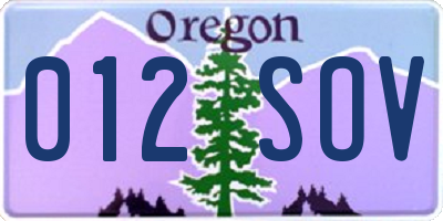 OR license plate 012SOV