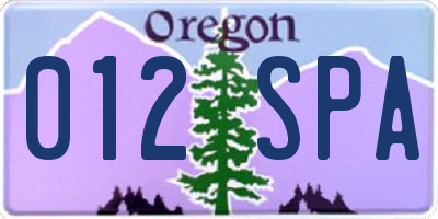 OR license plate 012SPA