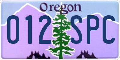 OR license plate 012SPC