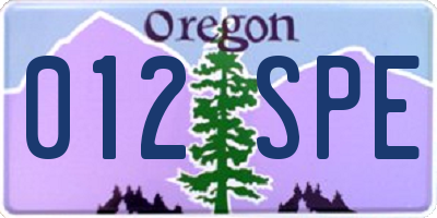 OR license plate 012SPE