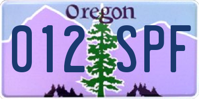 OR license plate 012SPF