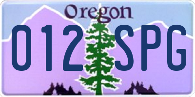 OR license plate 012SPG