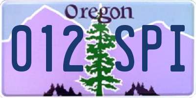 OR license plate 012SPI