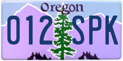 OR license plate 012SPK