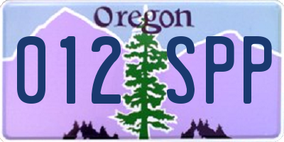 OR license plate 012SPP