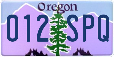 OR license plate 012SPQ