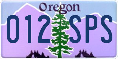OR license plate 012SPS