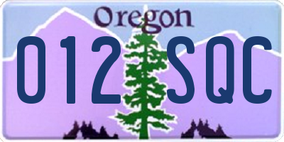 OR license plate 012SQC