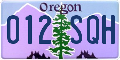 OR license plate 012SQH