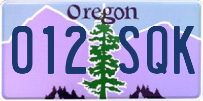 OR license plate 012SQK