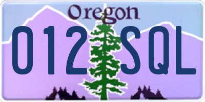 OR license plate 012SQL
