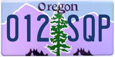 OR license plate 012SQP