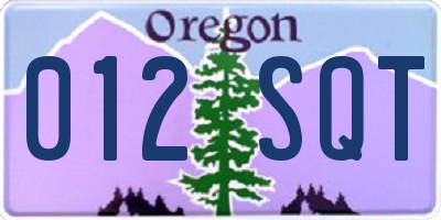 OR license plate 012SQT