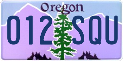 OR license plate 012SQU