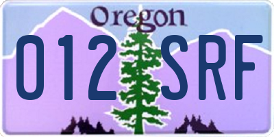 OR license plate 012SRF