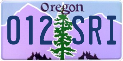 OR license plate 012SRI