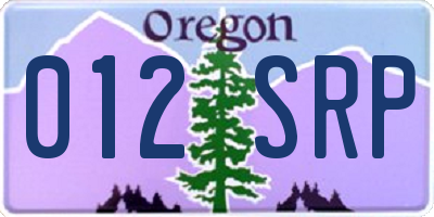 OR license plate 012SRP